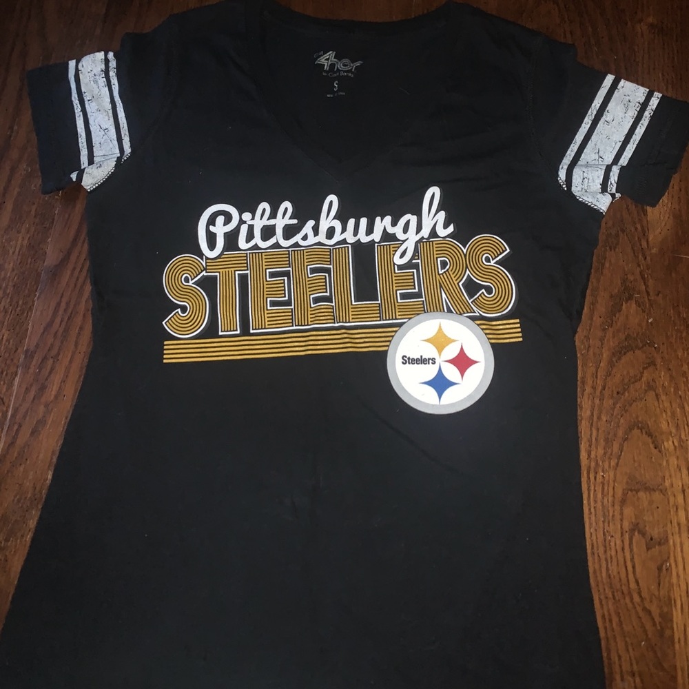 Black Retro Pittsburgh Steelers Women's Short Sleeve Tee